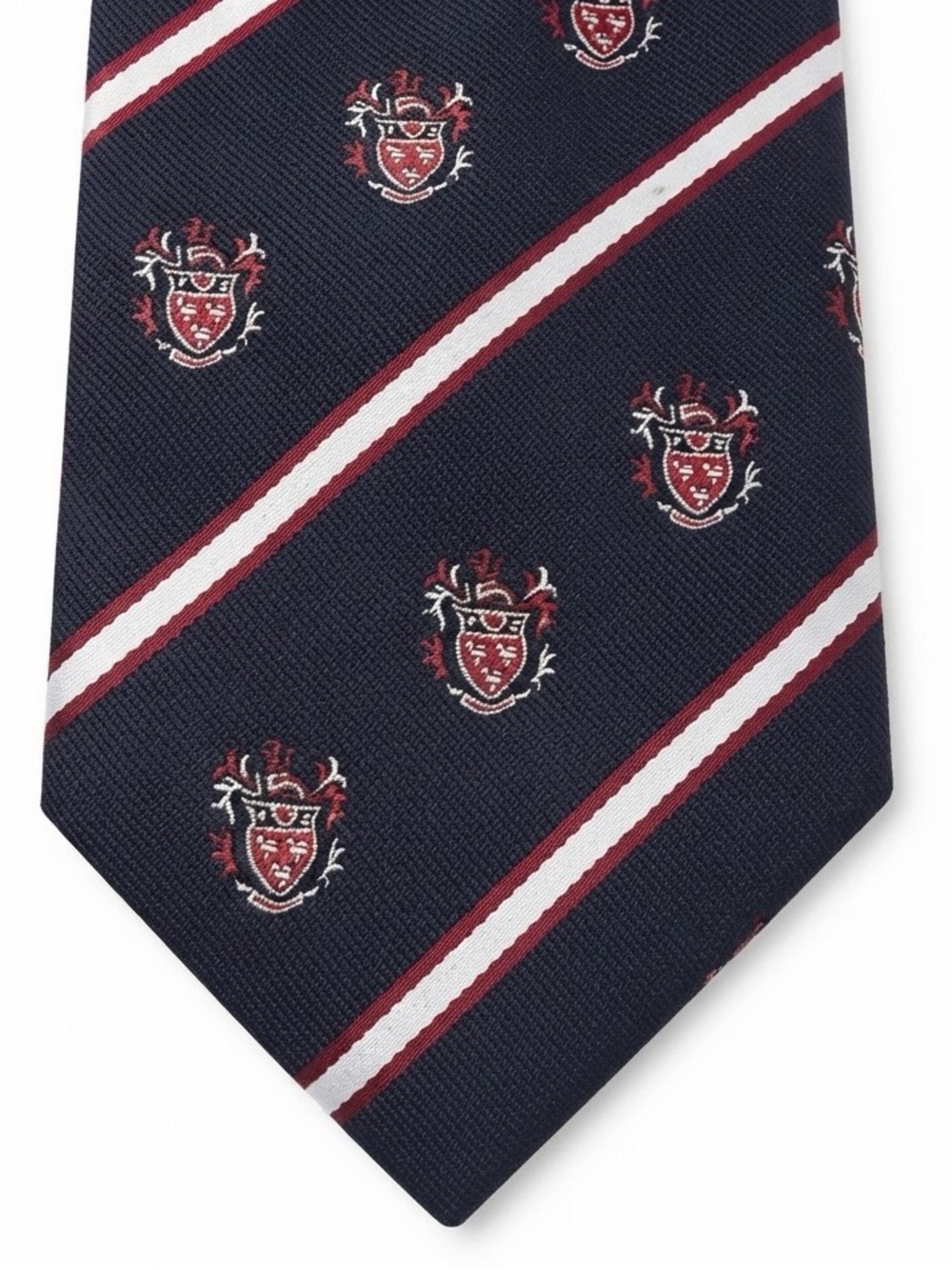 Vintage Kelly 1 Tergal Tie Navy Red White Crest Striped Preppy Necktie